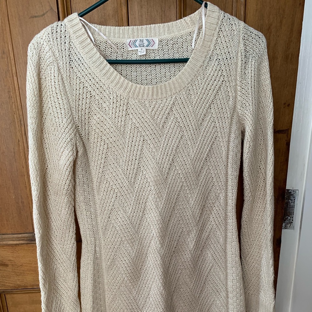 Pink Rose cream sweater dress